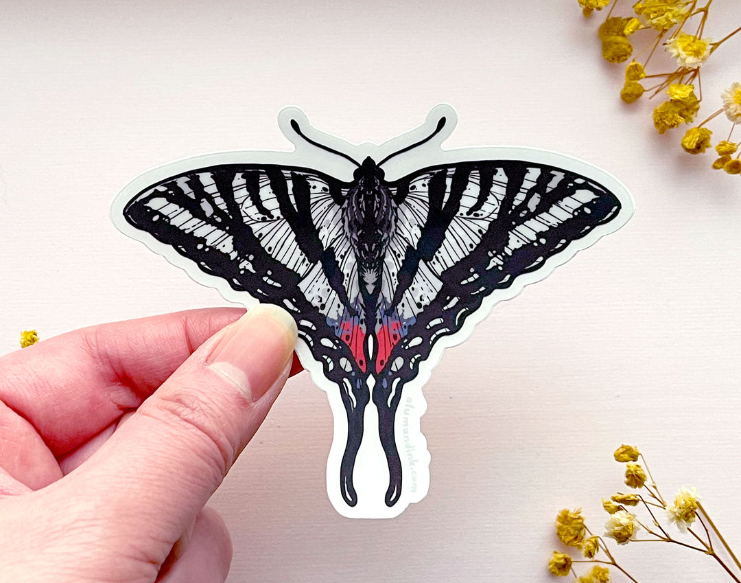 Zebra Swallowtail Butterfly Clear Vinyl Sticker