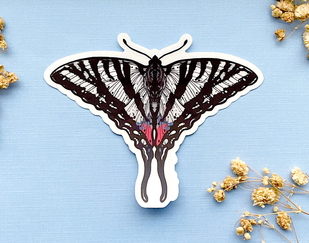 Zebra Swallowtail Butterfly Clear Vinyl Sticker