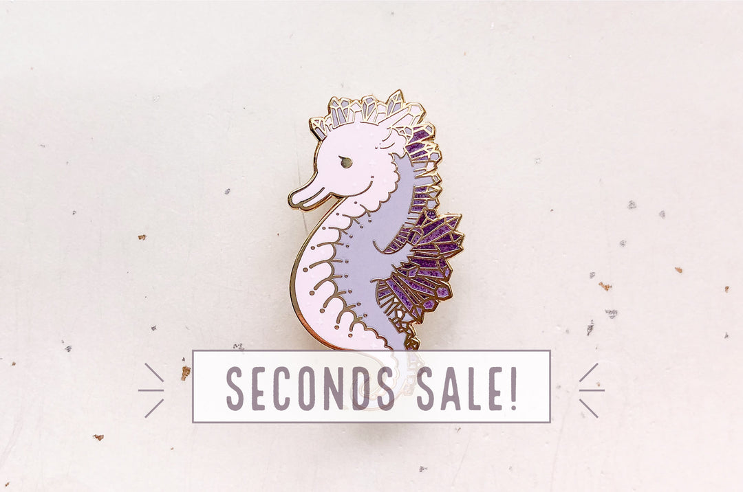 Amethyst Crystal Seahorse Enamel Pin (Seconds)