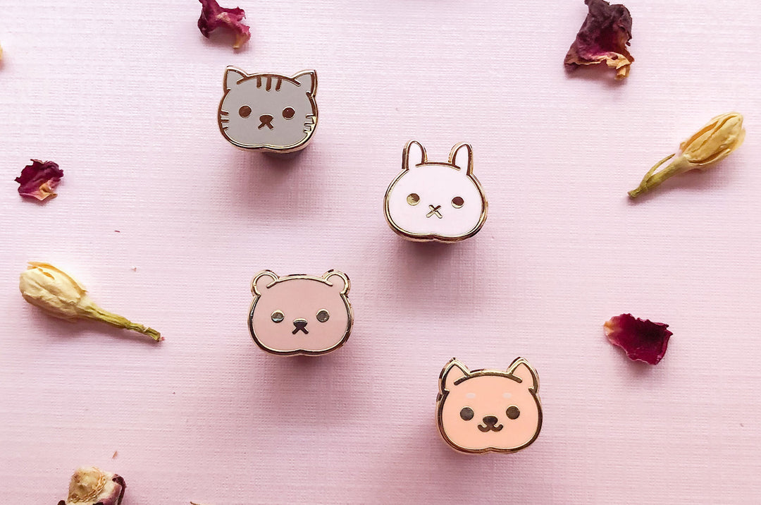 Mini Kawaii Animals Board Filler Enamel Pin Set