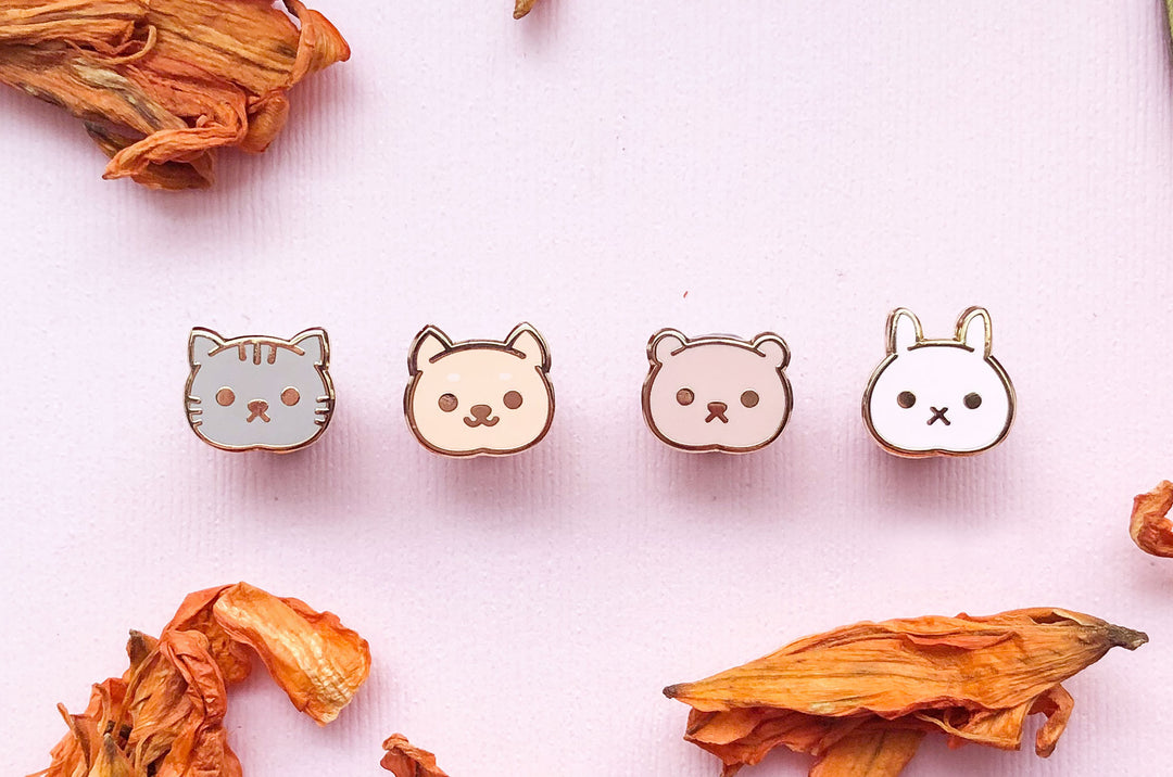 Mini Kawaii Animals Board Filler Enamel Pin Set