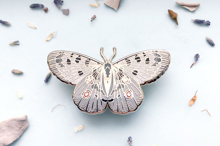 Mountain Apollo Butterfly (Parnassius apollo) Enamel Pin