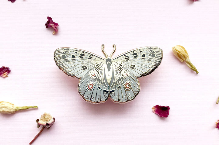 Mountain Apollo Butterfly (Parnassius apollo) Enamel Pin