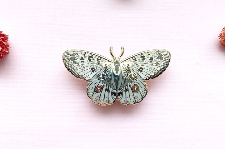 Mountain Apollo Butterfly (Parnassius apollo) Enamel Pin