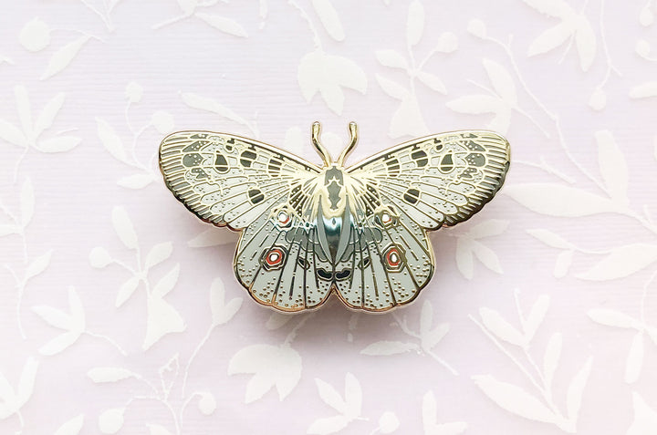 Mountain Apollo Butterfly (Parnassius apollo) Enamel Pin