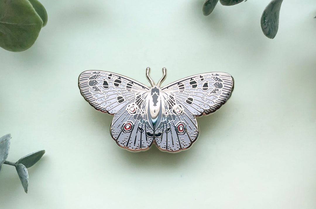 Mountain Apollo Butterfly (Parnassius apollo) Enamel Pin