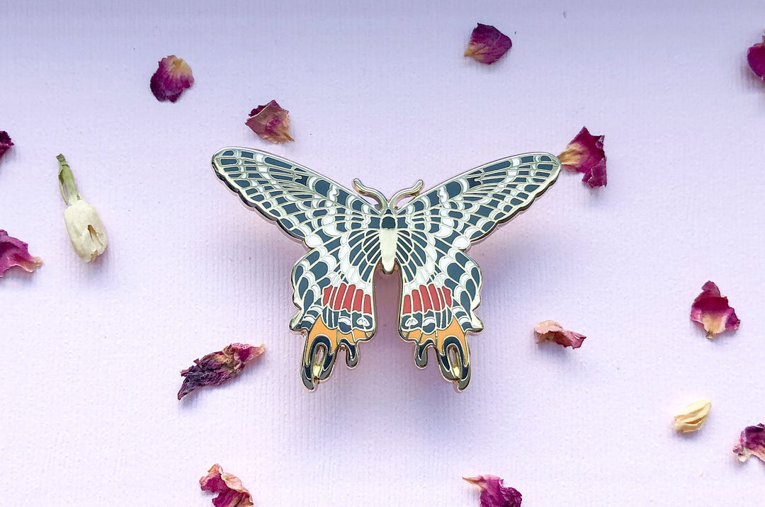Bhutan Glory Butterfly (Bhutanitis lidderdalii) Enamel Pin