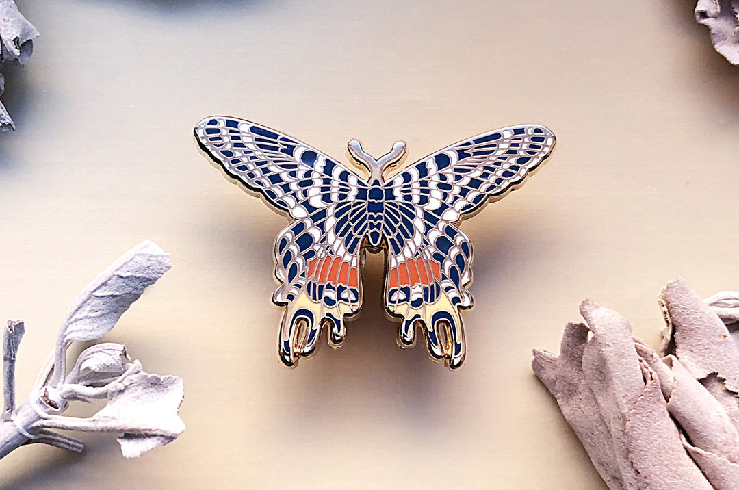 Bhutan Glory Butterfly (Bhutanitis lidderdalii) Enamel Pin (Seconds)