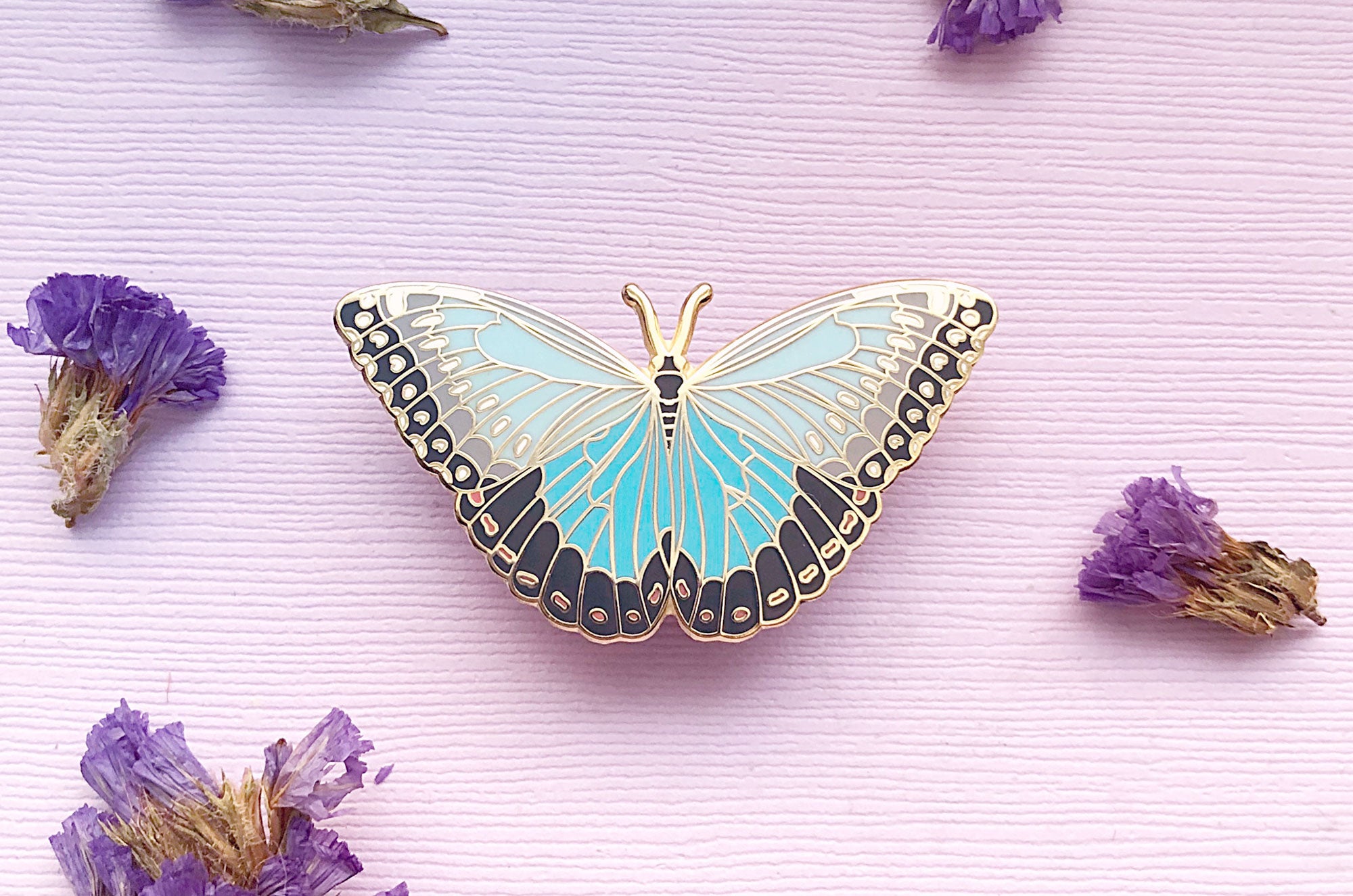 Blue Morpho Butterfly (Morpho peleides) Enamel Pin – Alum and Ink