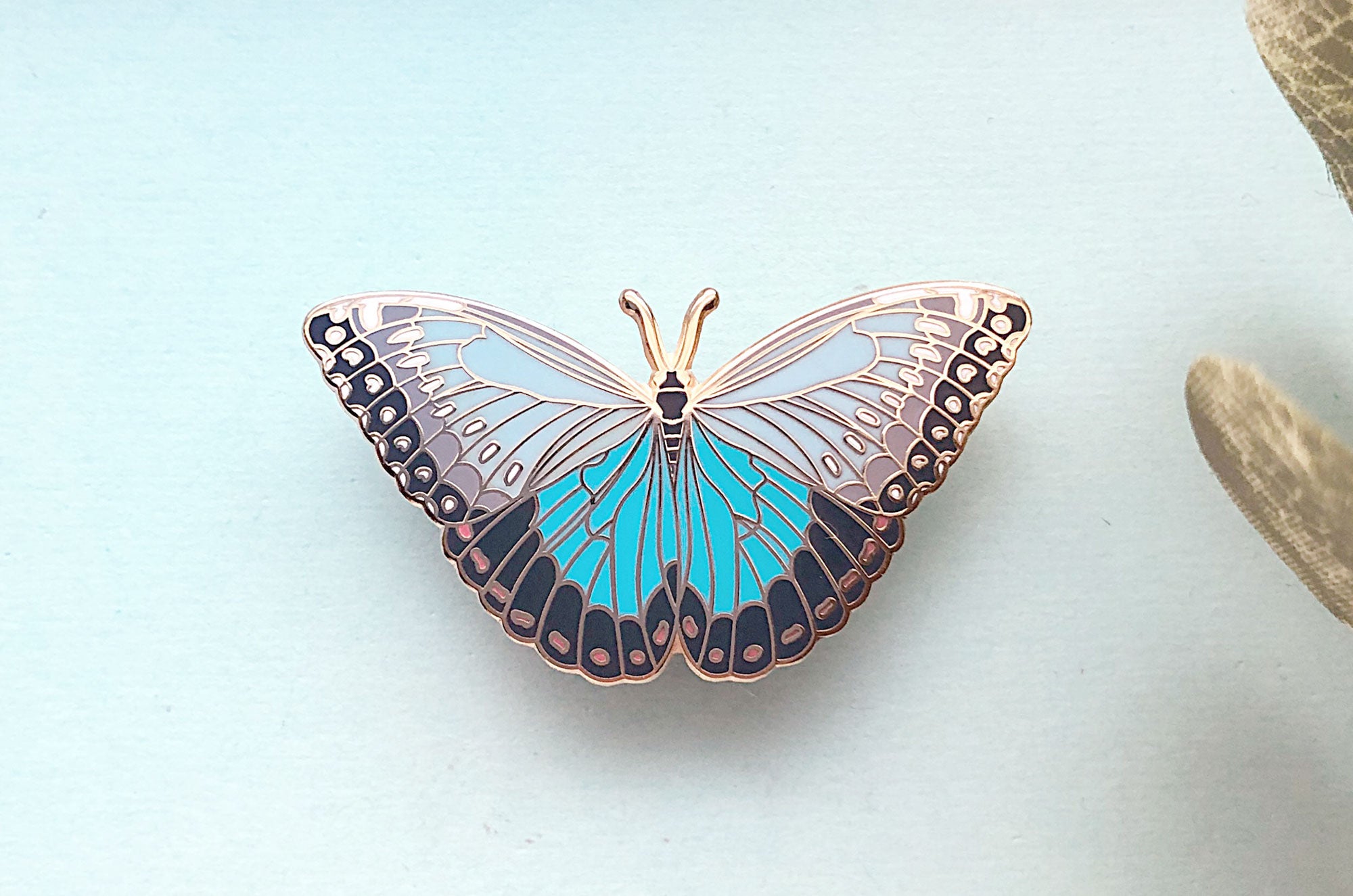 Blue Morpho Butterfly (Morpho peleides) Enamel Pin – Alum and Ink