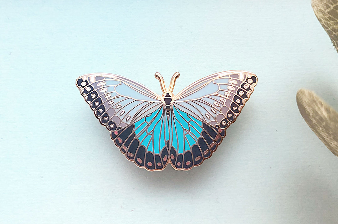 Blue Morpho Butterfly (Morpho peleides) Enamel Pin