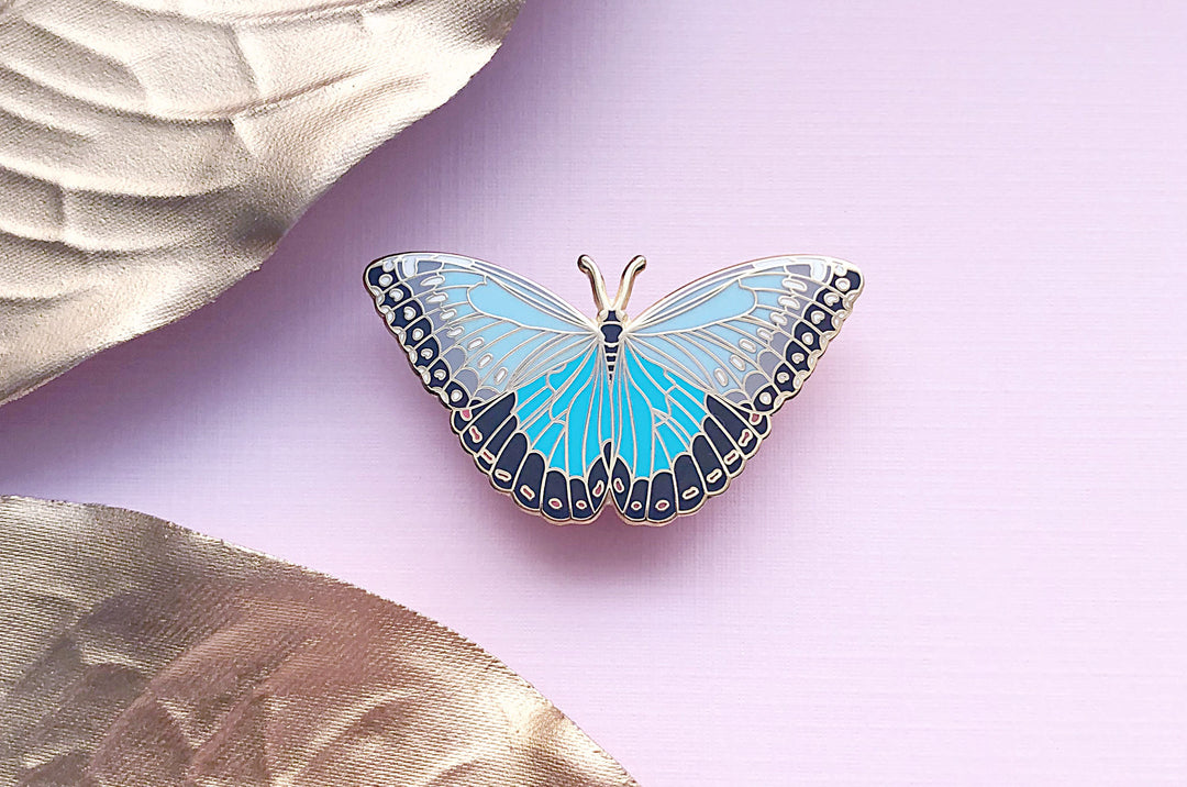 Blue Morpho Butterfly (Morpho peleides) Enamel Pin