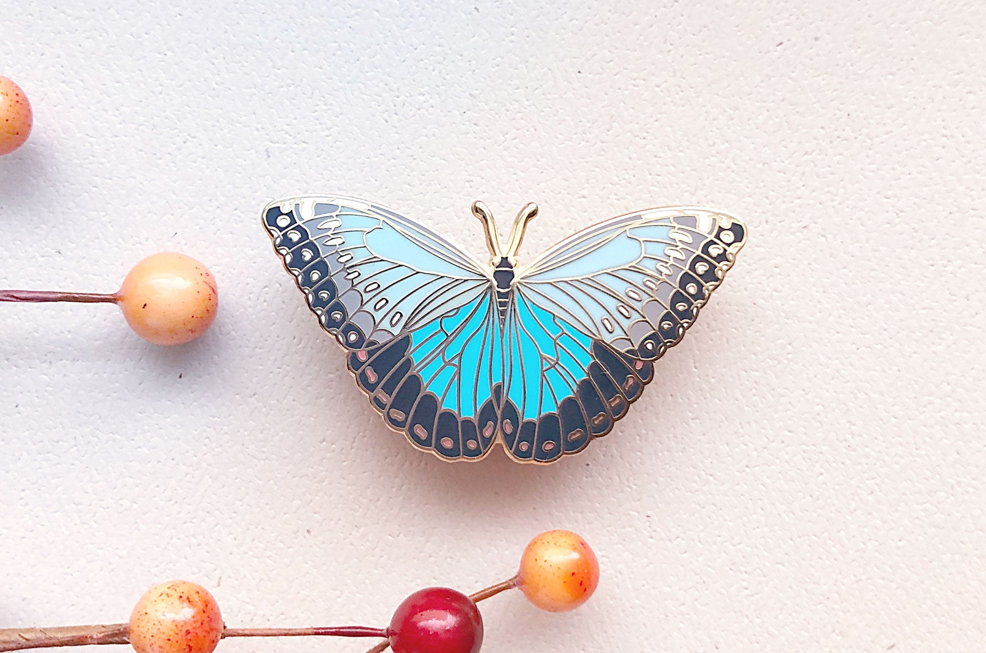 Blue Morpho Butterfly (Morpho peleides) Enamel Pin – Alum and Ink