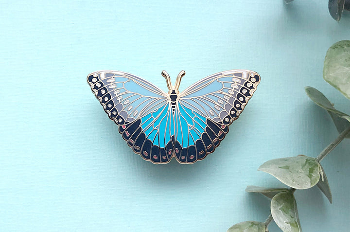 Blue Morpho Butterfly (Morpho peleides) Enamel Pin