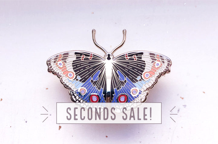 Blue Pansy Butterfly Enamel Pin (Seconds)