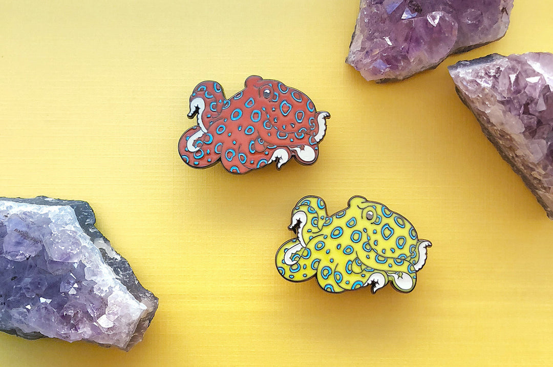 Blue Ringed Octopus Color Changing Enamel Pin