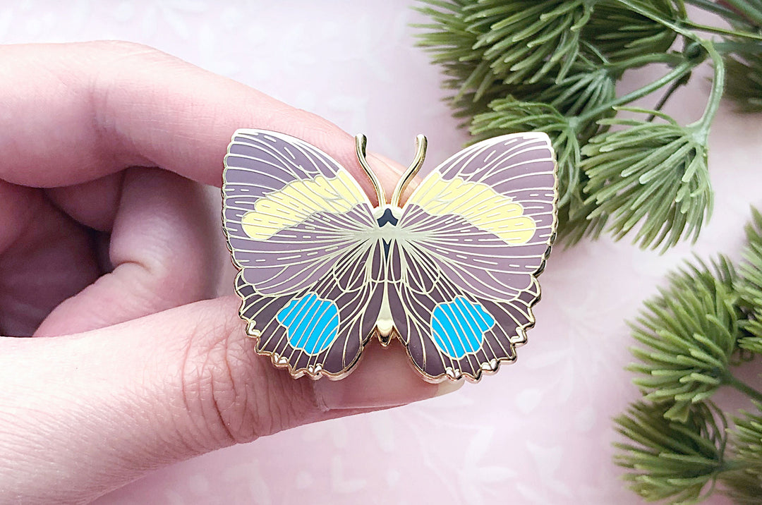 Aegina Numberwing Butterfly (Callicore lyca) Enamel Pin