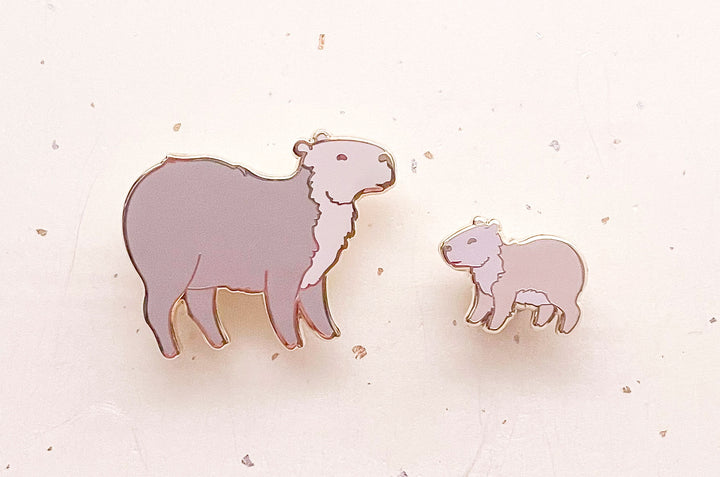 Capybara Mom and Pup Enamel Pin Set
