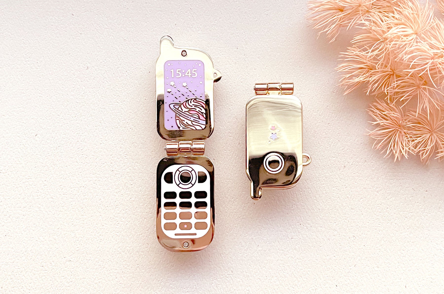 Celestial Cell Phone Hinged Enamel Pin – Alum and Ink