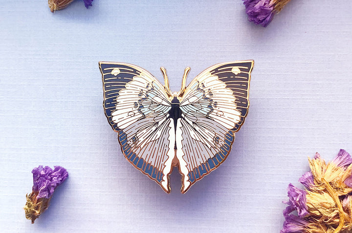 Blue Oakleaf Butterfly (Kallima horsfieldii) Enamel Pin