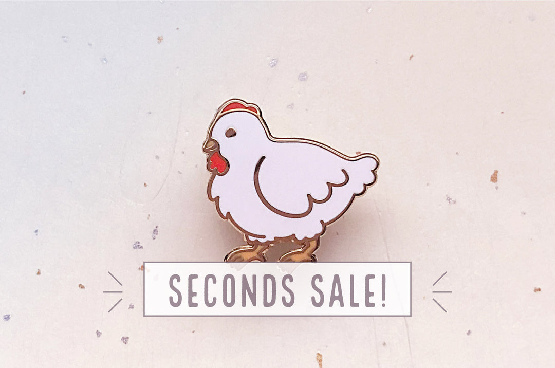 Chibi Chicken Enamel Pin (Seconds)