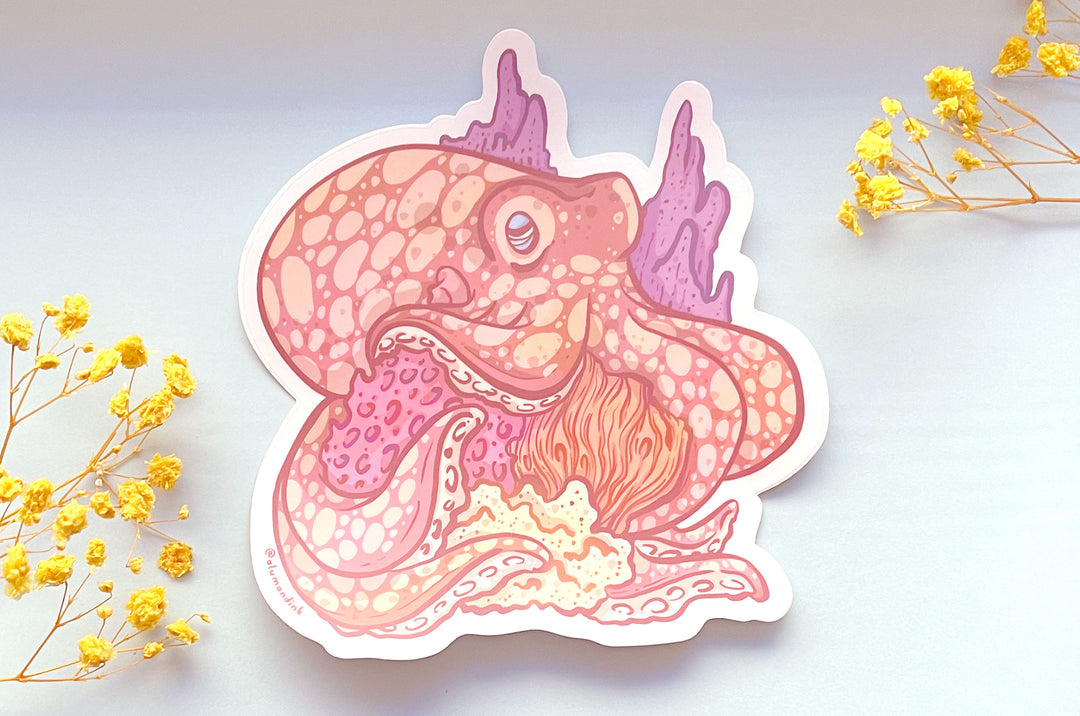 Caribbean Reef Octopus Clear Vinyl Sticker