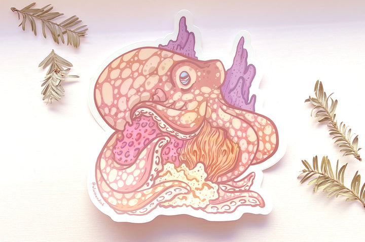 Caribbean Reef Octopus Clear Vinyl Sticker