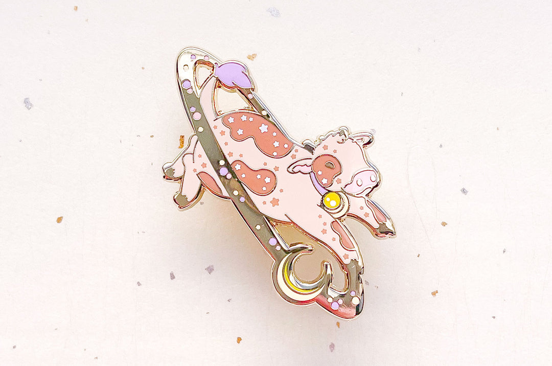 Cosmic Cow Enamel Pin