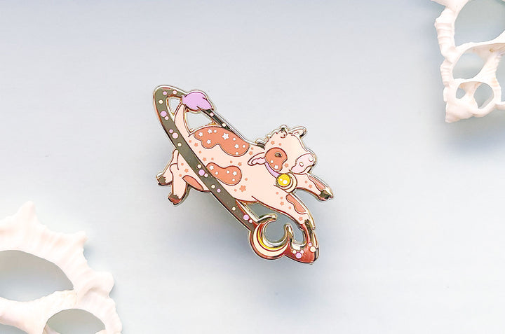 Cosmic Cow Enamel Pin