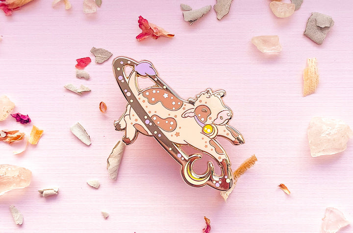 Cosmic Cow Enamel Pin