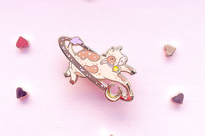 Cosmic Cow Enamel Pin