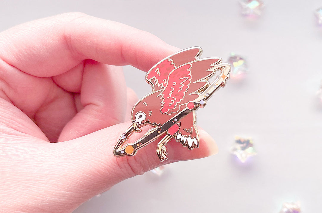 Crescent Hawk Pin Cosmic Hawk Enamel Pin – Alum and Ink