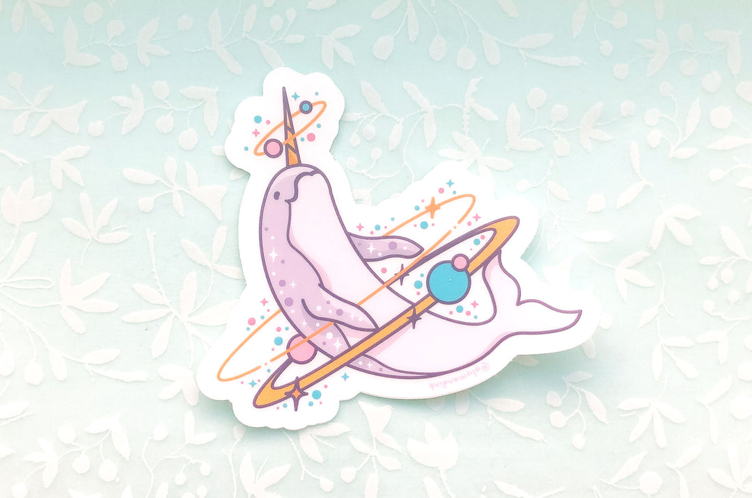 Cosmic Narwhal Clear Vinyl Sticker