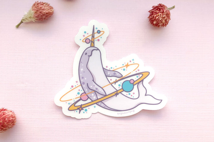 Cosmic Narwhal Clear Vinyl Sticker