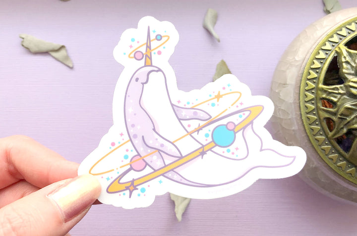 Cosmic Narwhal Clear Vinyl Sticker