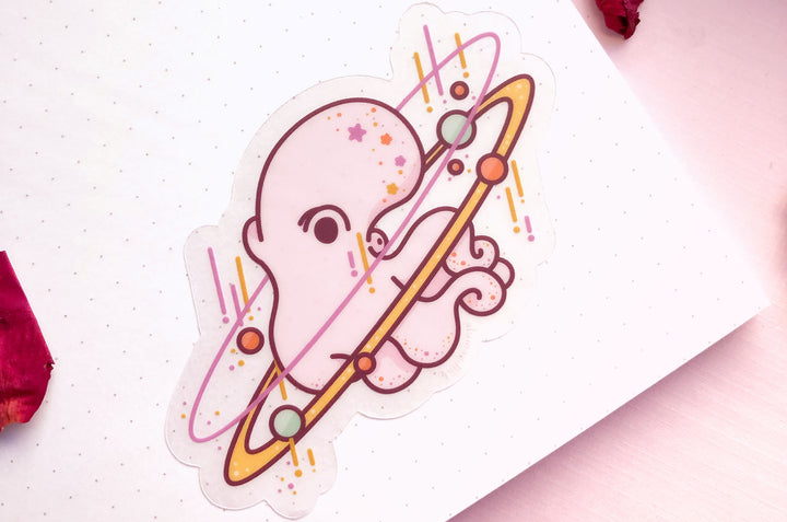 Cosmic Octopus Clear Vinyl Sticker