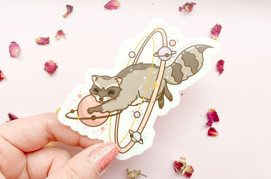 Cosmic Raccoon Clear Vinyl Sticker