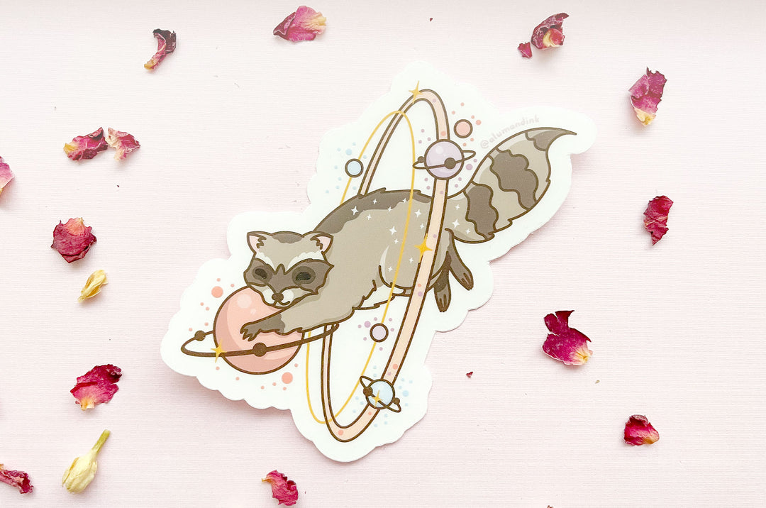 Cosmic Raccoon Clear Vinyl Sticker