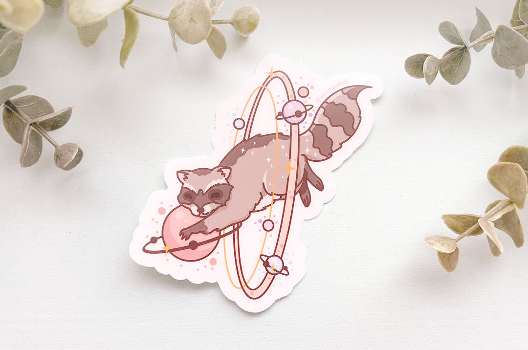 Cosmic Raccoon Clear Vinyl Sticker