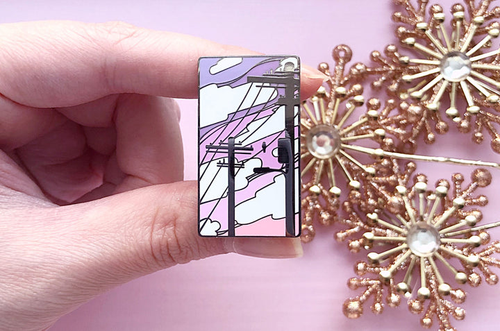 Electric Trees Vaporwave Enamel Pin