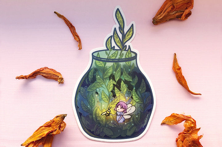 Fairy Terrarium Jar Vinyl Sticker