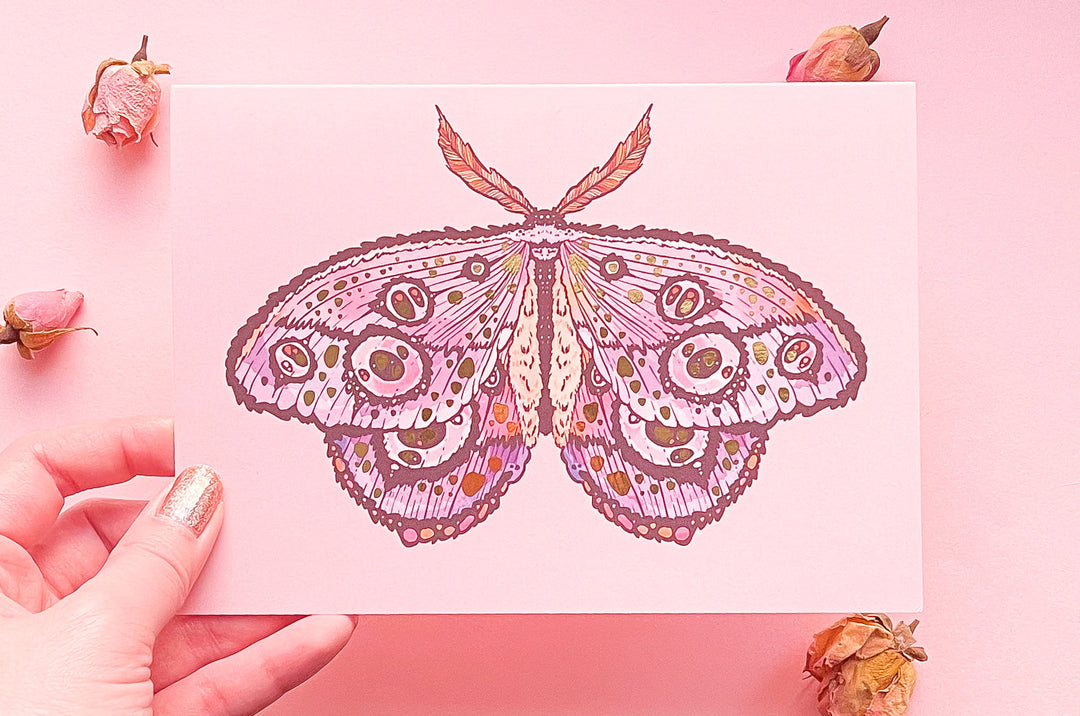 Fantasy Moth Gold Foil Greeting Card