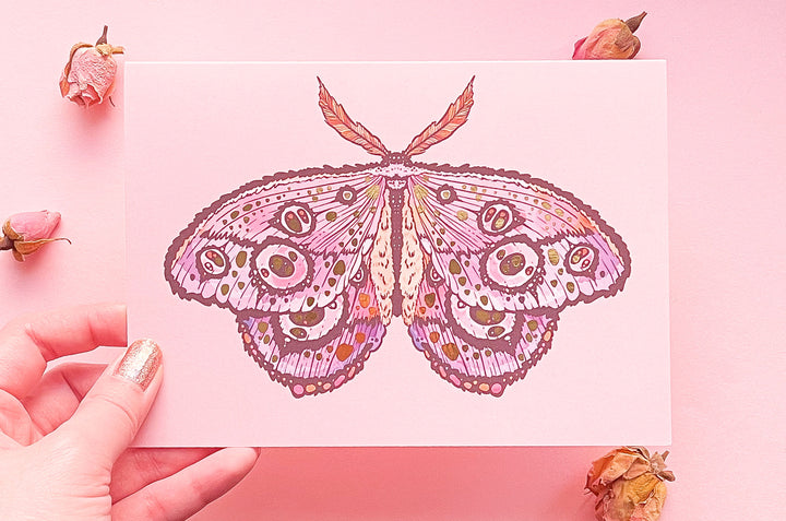 Fantasy Moth Gold Foil Greeting Card