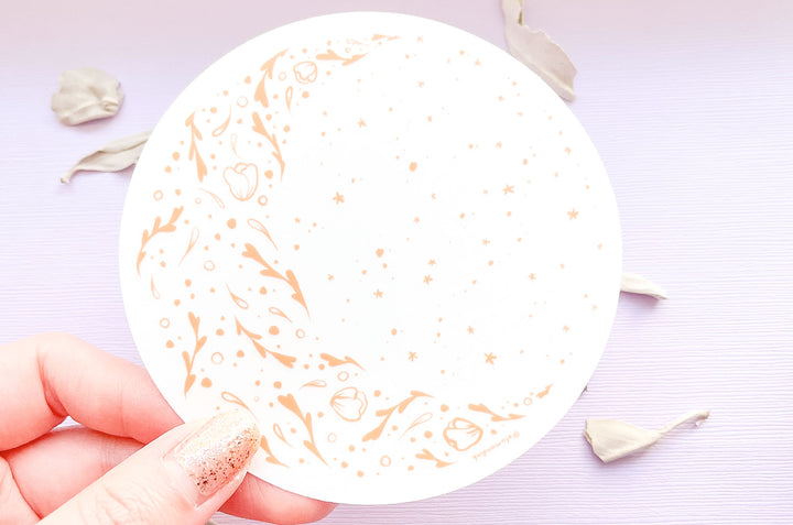 Floral Moon Clear Vinyl Sticker