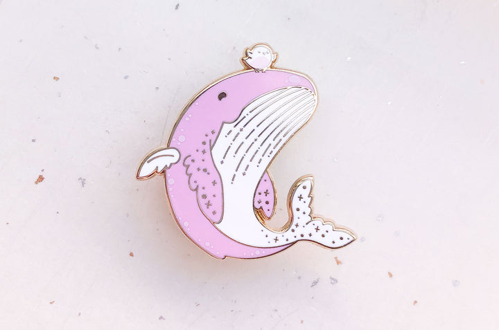 Flying Whale Enamel Pin