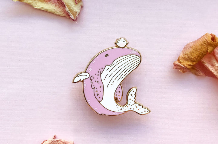 Flying Whale Enamel Pin