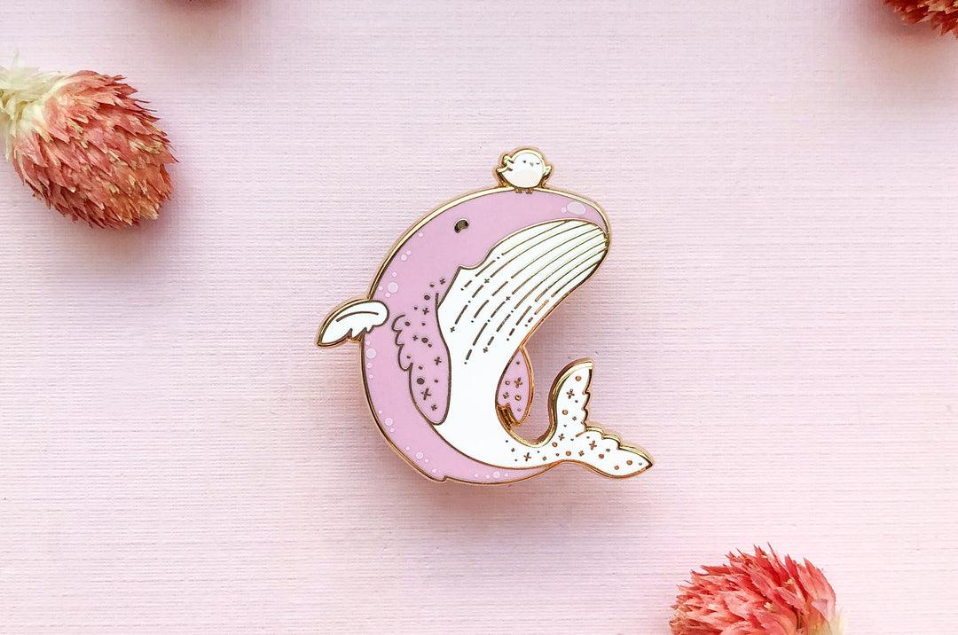 Flying Whale Enamel Pin