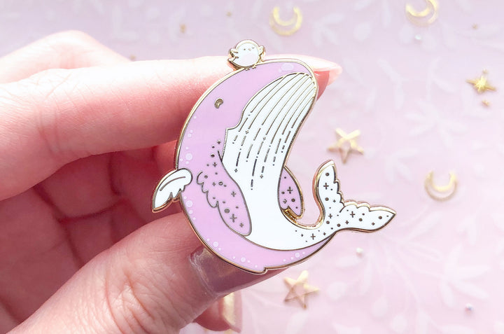 Flying Whale Enamel Pin