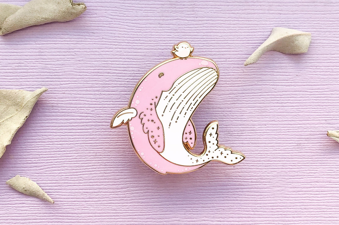 Flying Whale Enamel Pin