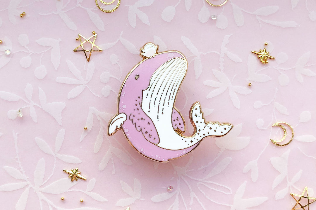 Flying Whale Enamel Pin